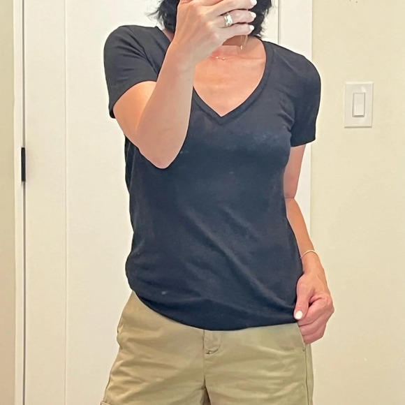 J.Crew 100% linen v neck short sleeve tee size XXS NWT - Picture 3 of 10